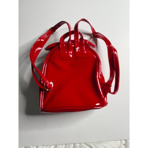 Red Patent Mini Backpack With Bow Accent & Adjustable Straps - Picture 2 of 5